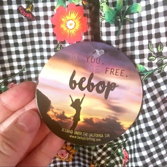 NWT BeBop Gingham Floral Strapless Dress - Picture 3 of 8